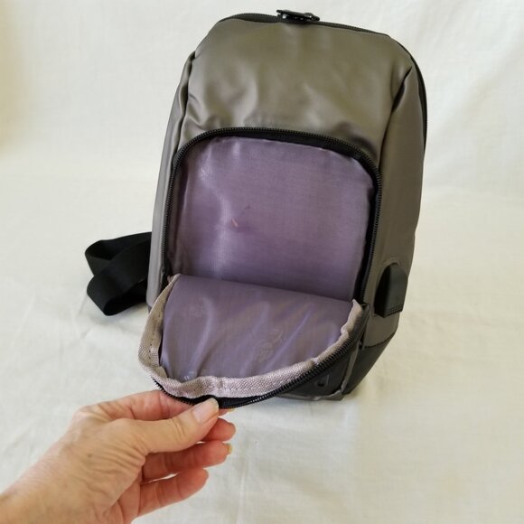 NEW! Water-Resistant Crossbody/Shoulder Bag w/USB Cord & Port and Padded Back - Picture 7 of 15